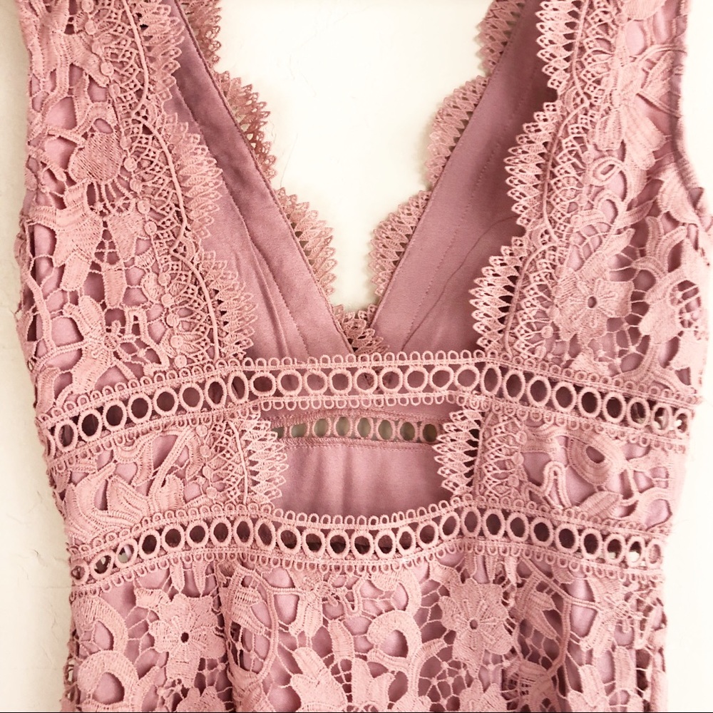 Revolve J.O.A Open Back Pink Lace Mini Dress - Picture 6 of 8